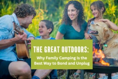 A family around a campfire enjoying each other's company