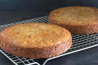 basic low FODMAP Buttermilk Banana Cake cooling on rack