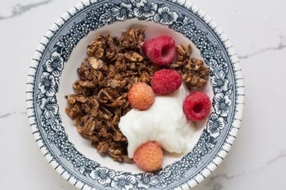 chocolate granola in bowl copy