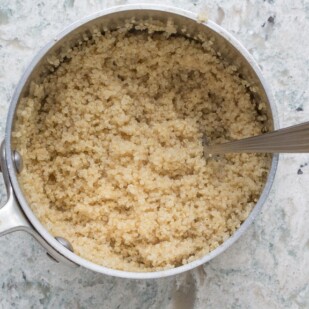 Quinoa cooking in a pot