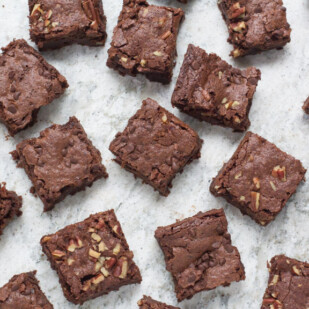Low FODMAP decadent chocolate brownies - you can have BOTH plain and with nuts! All Low FODMAP!