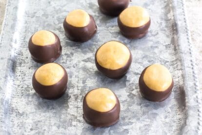 Easy Low FODMAP Buckeyes on aluminum tray
