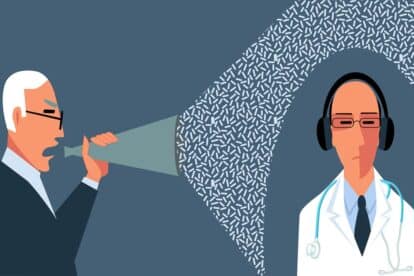 Graphic of doctor not listening.