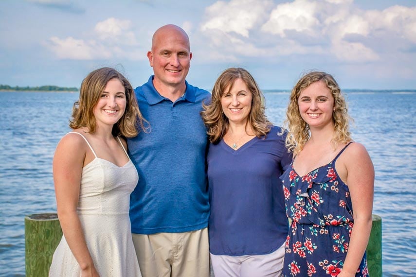 Jordan Faith (left) and family