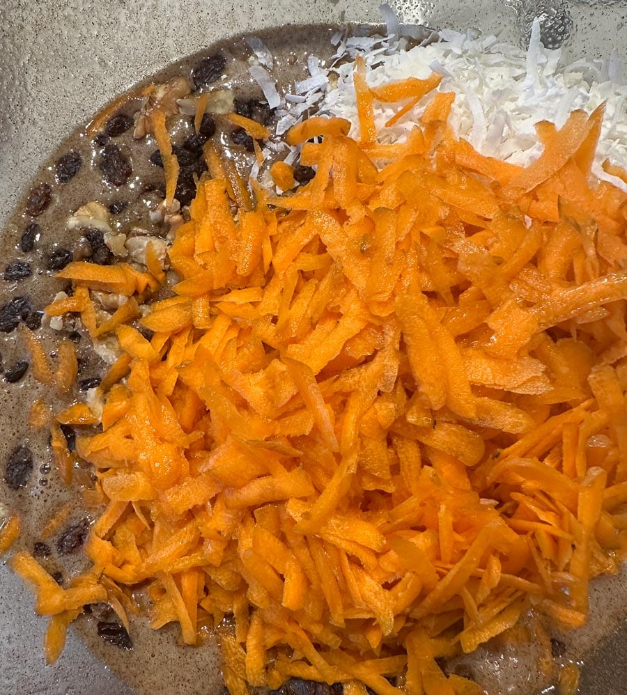 making carrot cake cookies.