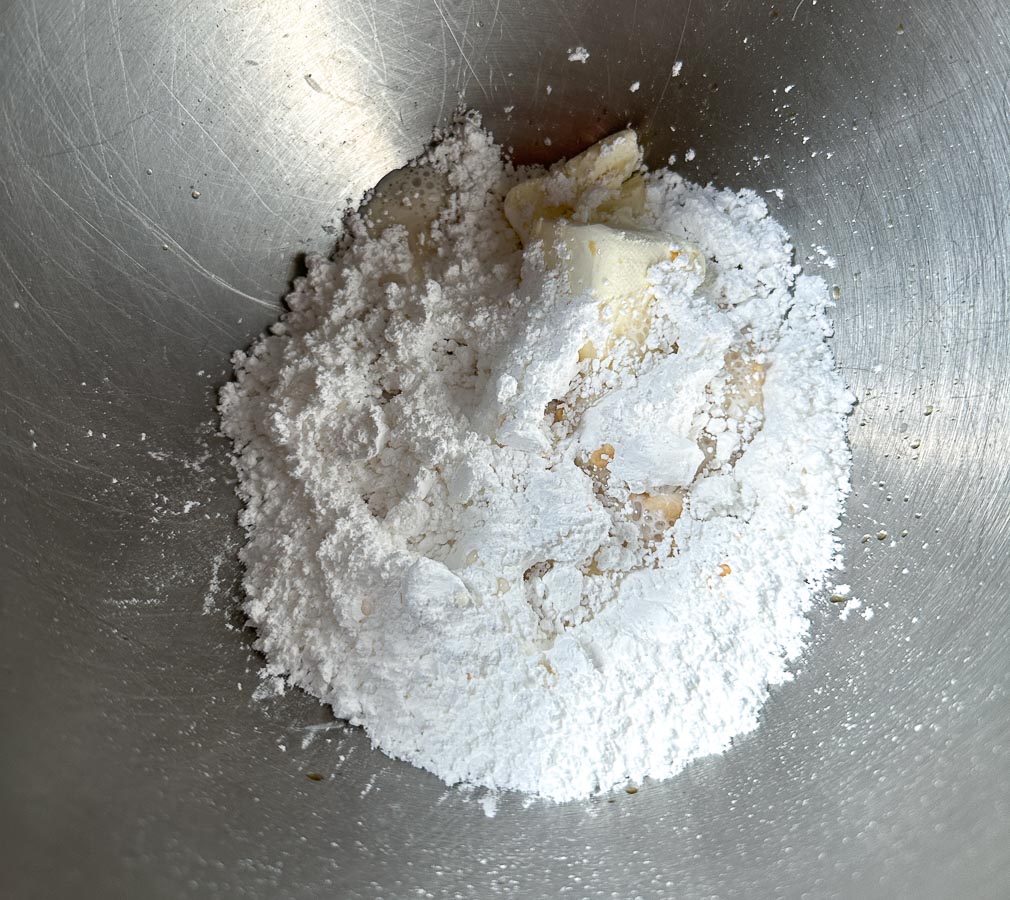 making cream cheese drizzle.