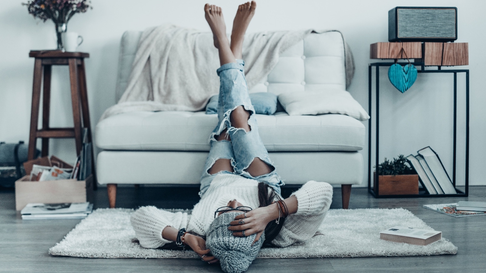 relaxing at home. 