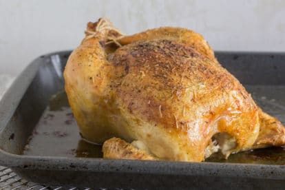 Low FODMAP roasted chicken right out of the oven