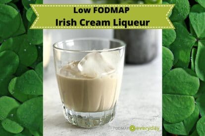 Low FODMAP Irish Cream Liqueur in cut glass tumbler