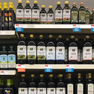 Shelf of olive oil