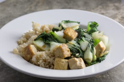 low FODMAP tofu bok choy plated