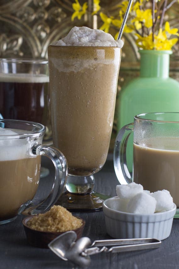 vertical image of coffee drinks
