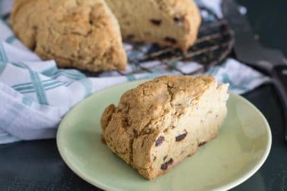 wedge of irish soda bread on a pale green plate