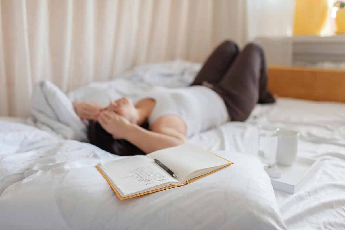 woman on bed.
