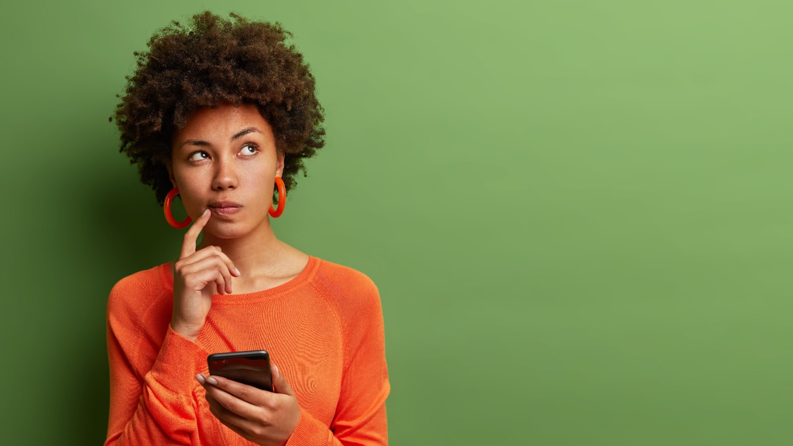 woman wondering. Questioning, thinking.