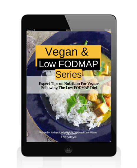 Vegan & Low FODMAP series e-book cover displayed on an iPad 