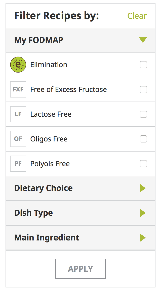 FODMAP Everyday Exclusive Recipe Filter